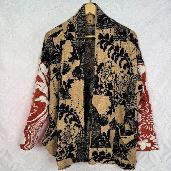 Anthropologie Lola Cocoon Cardigan Contrast Floral Sweater Size XS/S - Picture 3 of 13